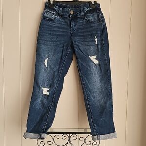 Justice Girls Dark Blue Distressed Boyfriend Jeans